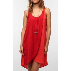 Silence + Noise Urban Outfitters Petal Shift Dress, Red and Orange, size M